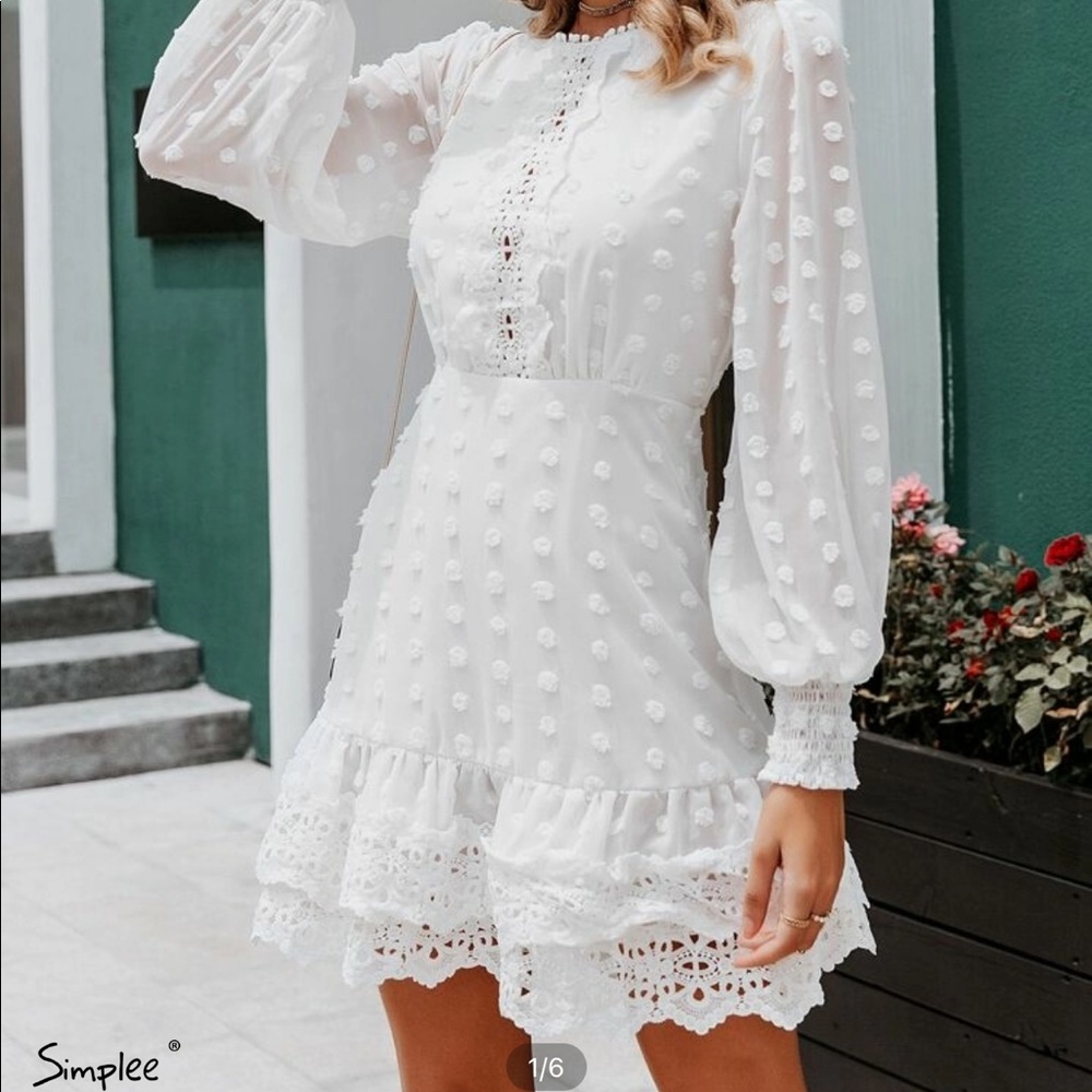 Simplee brand white dress M